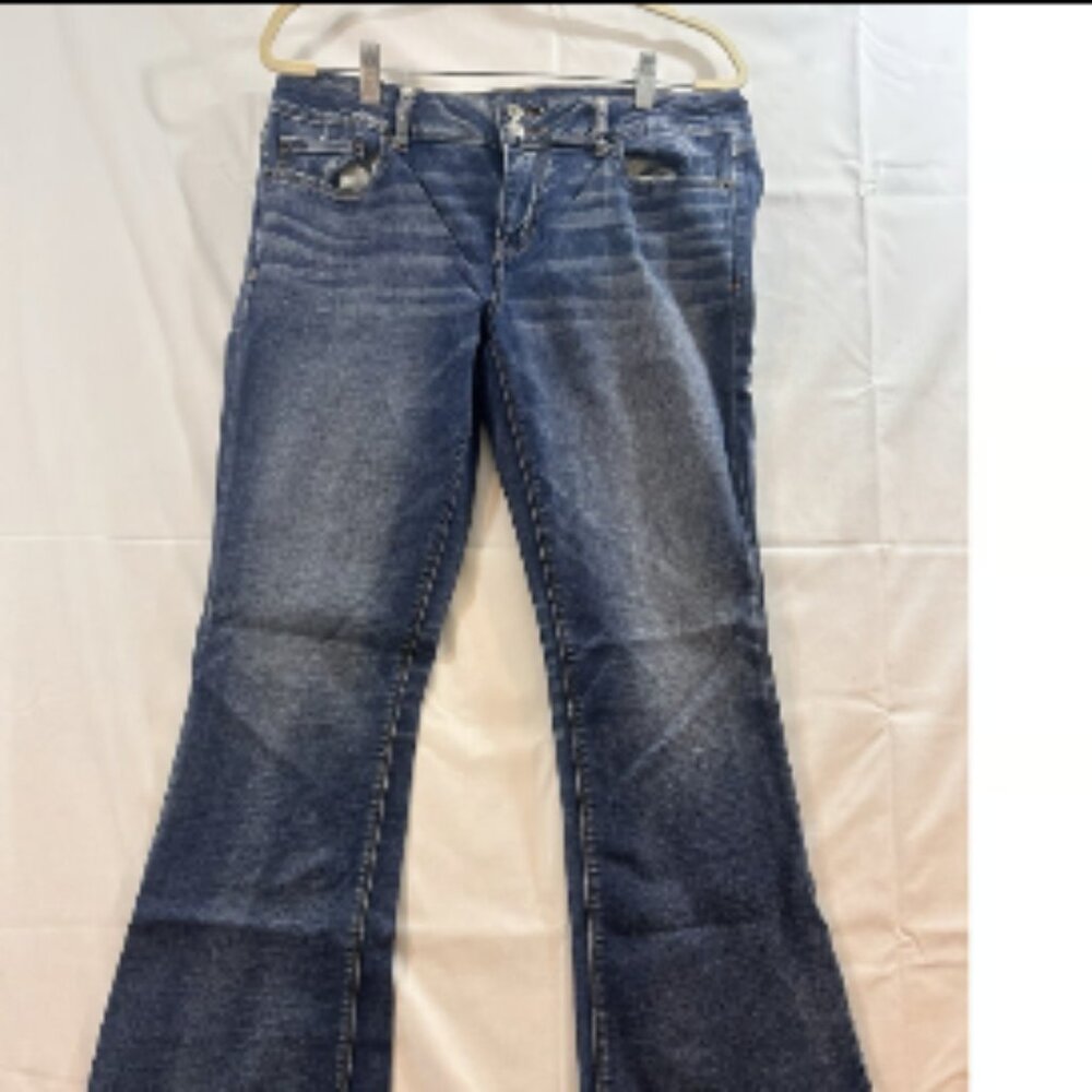American Eagle Jeans Womens 14 Long Artist Flare Super Stretch Blue